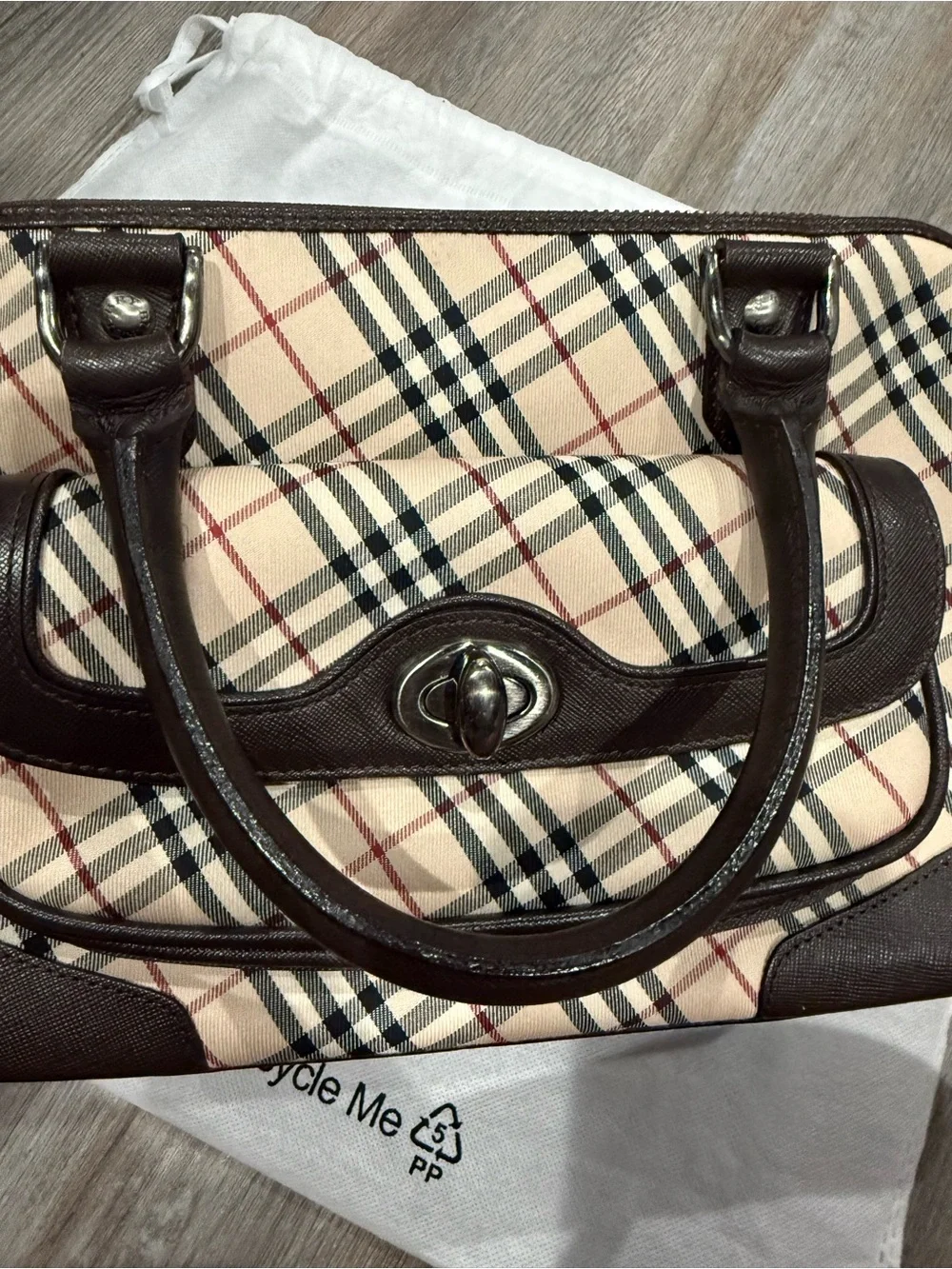 Burberry Nova Check Canvas Leather Handbag